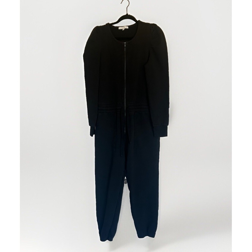 Rebecca Minkoff‎ Janine Jumpsuit Black L Fleece Ruffle Sweatshirt Zip Streetwear